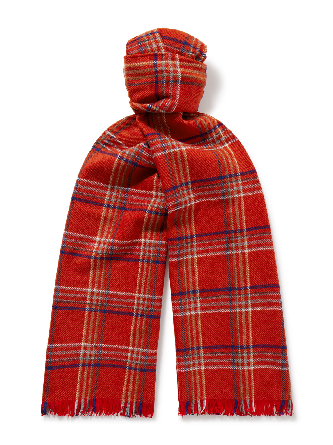 BODE - Gable Checked Fringed Wool Scarf - Men - Red von BODE