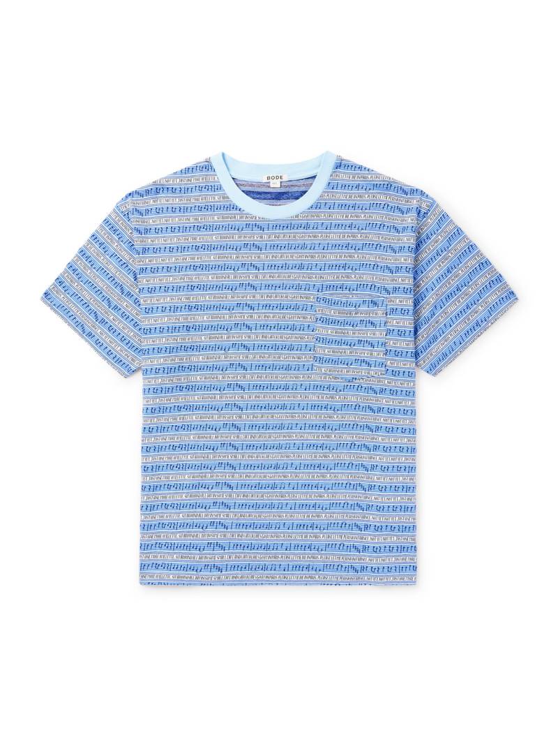 BODE - Lyric Striped Cotton-Jacquard T-Shirt - Men - Blue - XXL von BODE