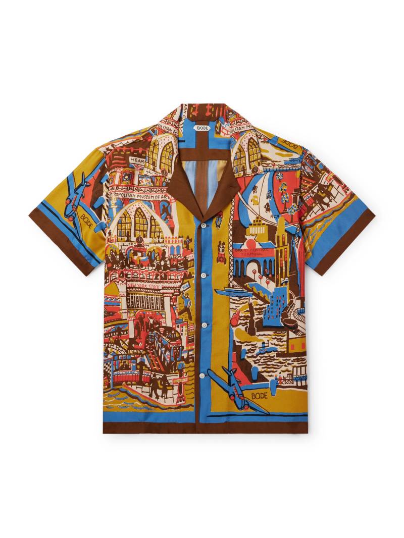 BODE - Manhattan Island Camp-Collar Printed Silk-Satin Shirt - Men - Multi - XXL von BODE