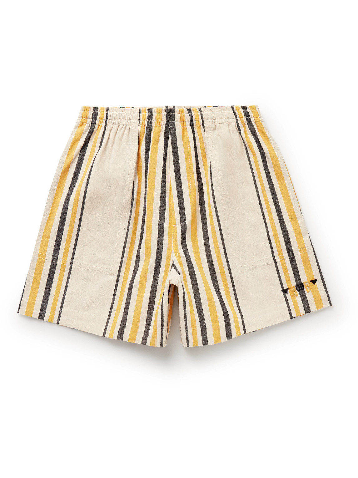 BODE - Namesake Wide-Leg Logo-Embroidered Striped Cotton Shorts - Men - Yellow - S von BODE