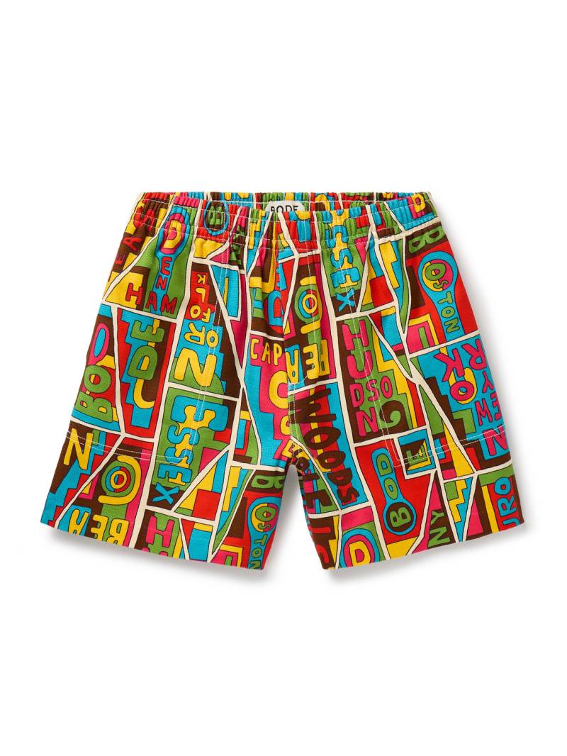 BODE - New England Mosaic Straight-Leg Printed Textured-Cotton Shorts - Men - Red - XL von BODE