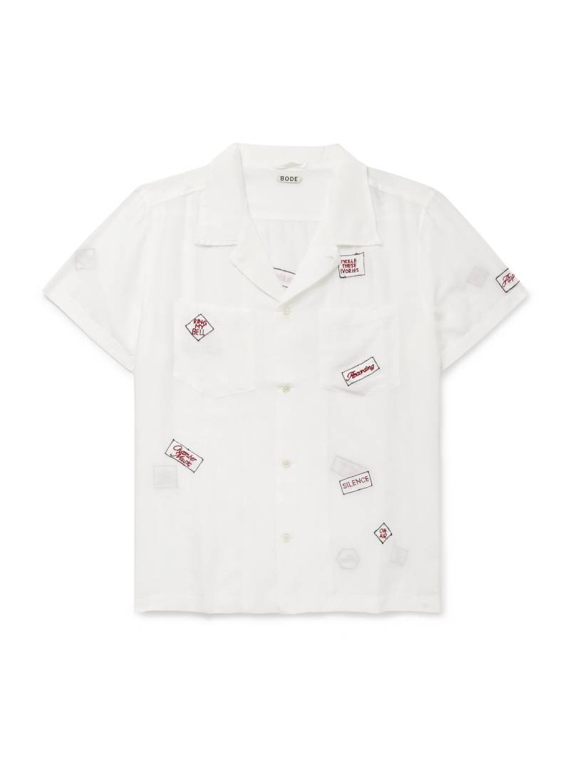 BODE - On Air Convertible-Collar Embroidered Cotton and Silk-Blend Voile Shirt - Men - White - L von BODE