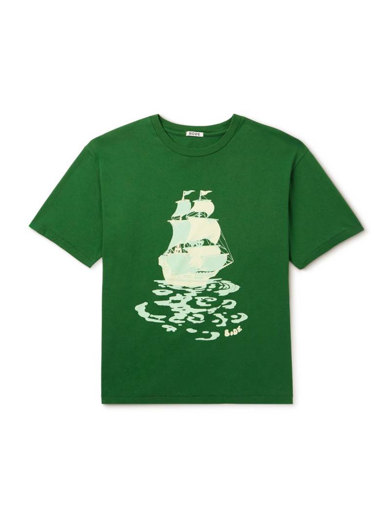 BODE - Pirate Ship Logo-Print Cotton-Jersey T-Shirt - Men - Green - XL von BODE