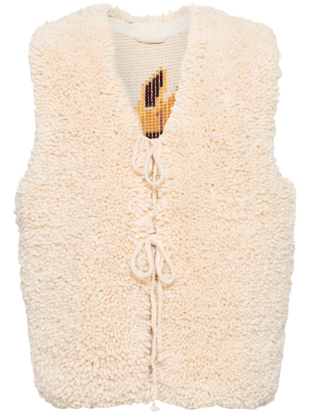 BODE Pony Tapestry wool vest - Nude von BODE