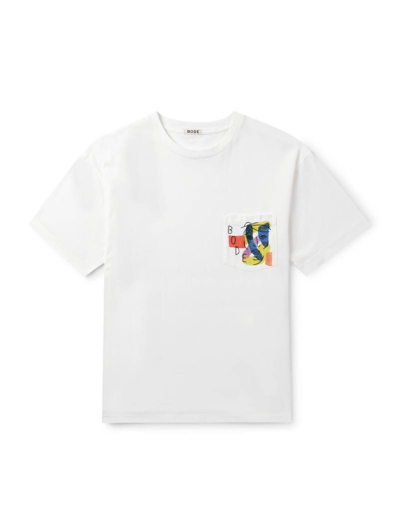 BODE - Portrait Logo-Embroidered Printed Cotton-Jersey T-Shirt - Men - White - S von BODE