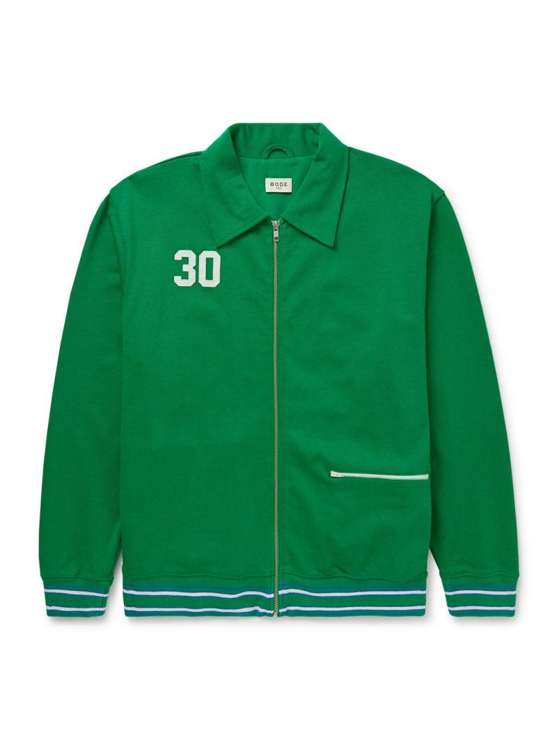 BODE - Rec. Sophomore Appliquéd Printed Cotton and Lyocell-Blend Track Jacket - Men - Green - XL BODE - Rec. Sophomore Appliquéd Printed Cotton and Lyocell-Blend Track Jacket - Men - Green - XL von BODE