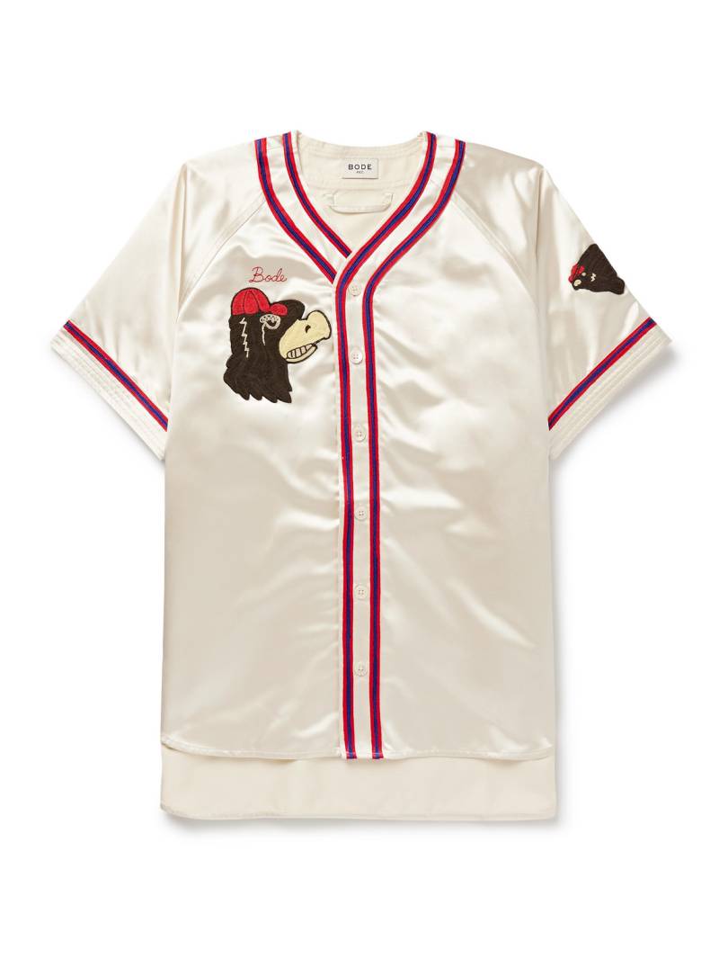 BODE - Redtail Appliquéd Embroidered Satin Shirt - Men - Neutrals - XL von BODE