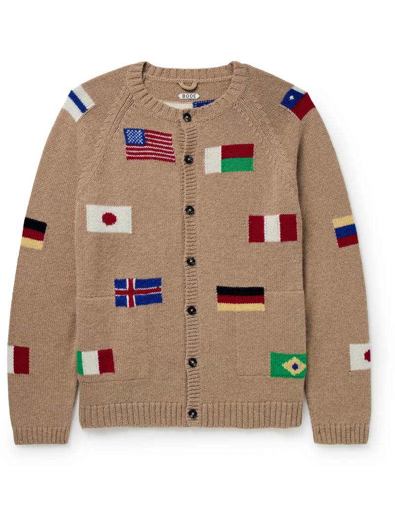 BODE - Round-the-World Intarsia Alpaca and Merino Wool-Blend Cardigan - Men - Neutrals - L von BODE