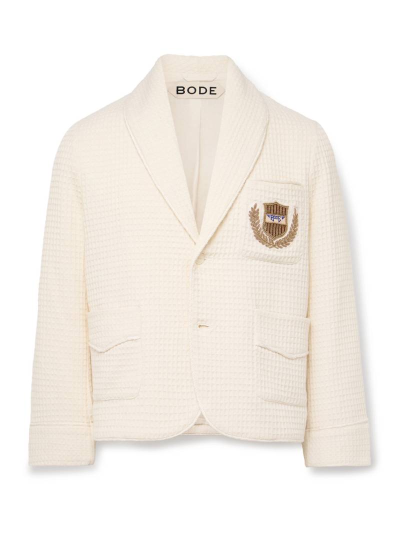 BODE - Shawl-Collar Embellished Waffle-Knit Cotton Blazer - Men - Neutrals - L von BODE