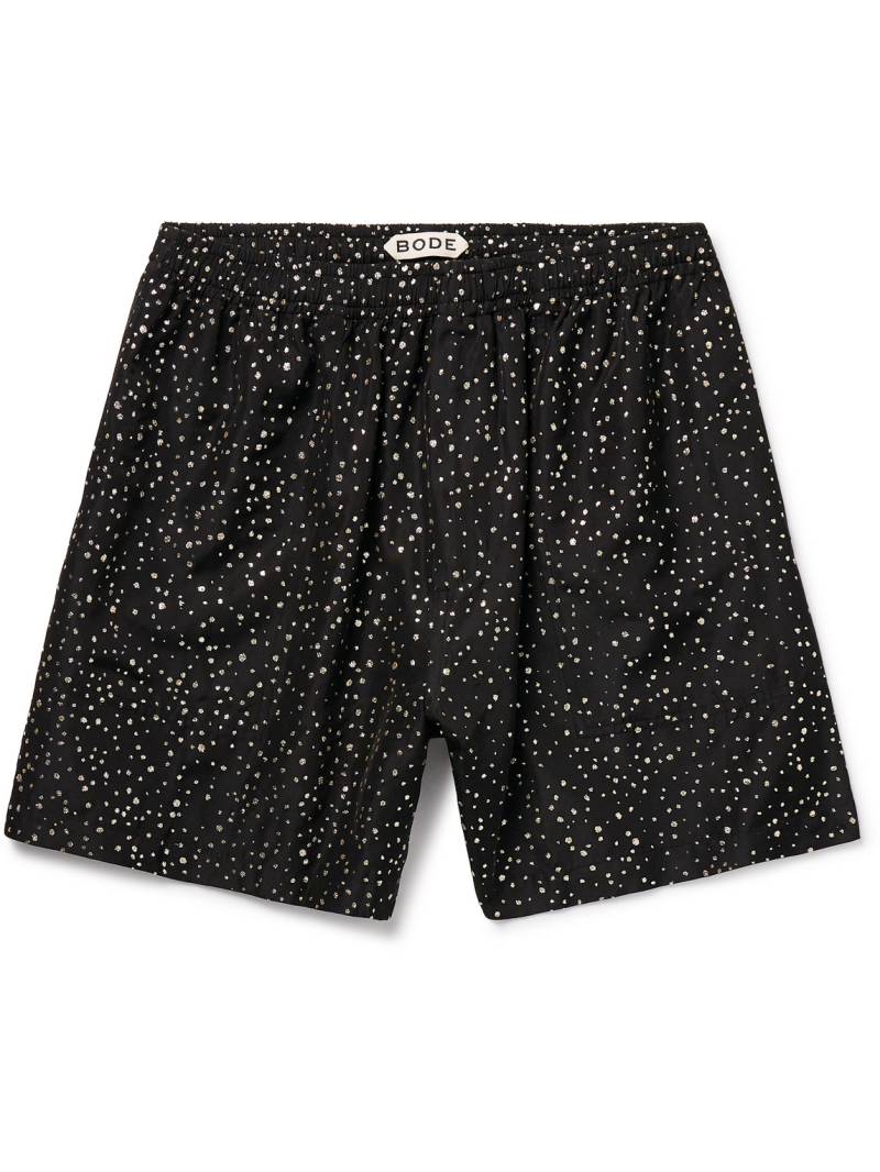 BODE - Straight-Leg Glittered Polka-Dot Faille Shorts - Men - Black - XXL von BODE