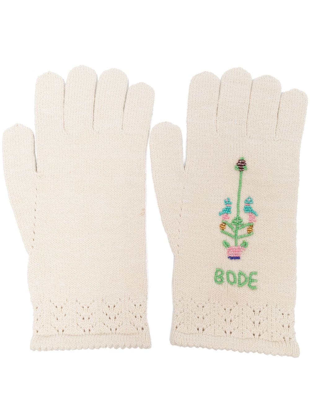 BODE Gestrickte Handschuhe mit Logo - Nude von BODE