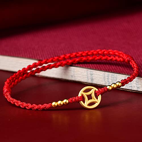 BODHIS 2Pcs Red String Armband Fußkettchen Armband für Frauen Männer Antike Münze Glücksbringer Armband Fußkettchen Wir von BODHIS