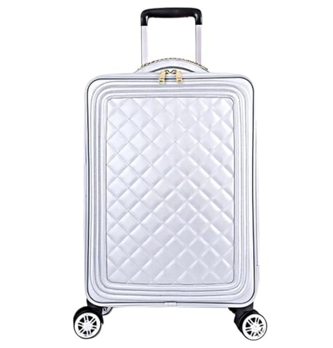 BODHIS Rollkoffer Koffer Reisekoffer Tragbares Reisegepäck, Weiches, Aufrechtes, Robustes Handgepäck Mit 4 Spinnerrädern Für Damen Koffer Trolley (Color : White, Size : 24inch) von BODHIS