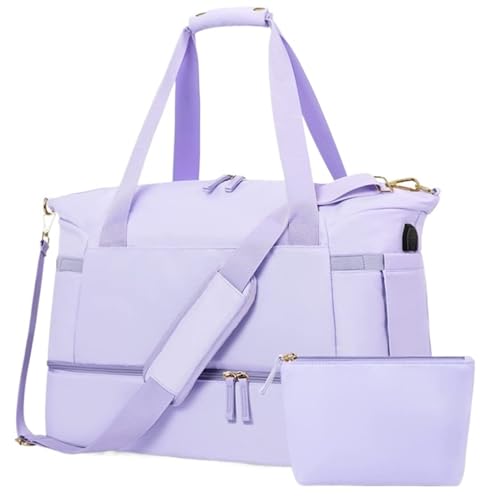 Reise Kleidersack Reisetasche Weekender-Taschen Für Damen, Reisetaschen Mit Schuhfach Und Kulturbeutel Handgepäck-Kleidersack Kleidersäcke für Reisen (Color : F, Size : 18.5in) von BODHIS