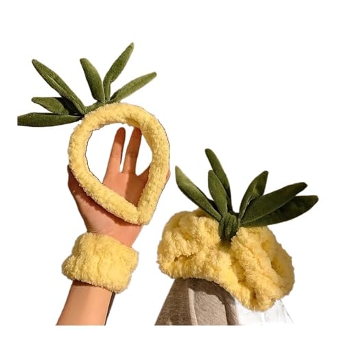 2 Sets Cartoon lustige gelbe Ananas Haarband koreanisch niedlich Gesicht waschen Haarband süß einfache Haarklammer Druck Haar Anti-Rutsch Kopf von BODOBTF
