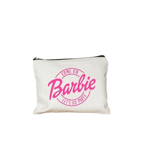 BODOBTF Come on Barbie Cartoon Druck Damen Kosmetik Canvas Mäppchen Studentengeldbörse Mäppchen Kulturbeutel wiederverwendbar Geschenk, 4, 22cmX18cm von BODOBTF