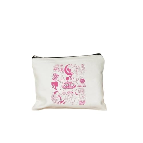 BODOBTF Come on Barbie Cartoon Print Damen Make-up Tasche Leinwand Bleistift Tasche Brieftasche Student Bleistift Tasche Toilettenbeutel Wiederverwendbares Geschenk, 7, 22cmX18cm von BODOBTF