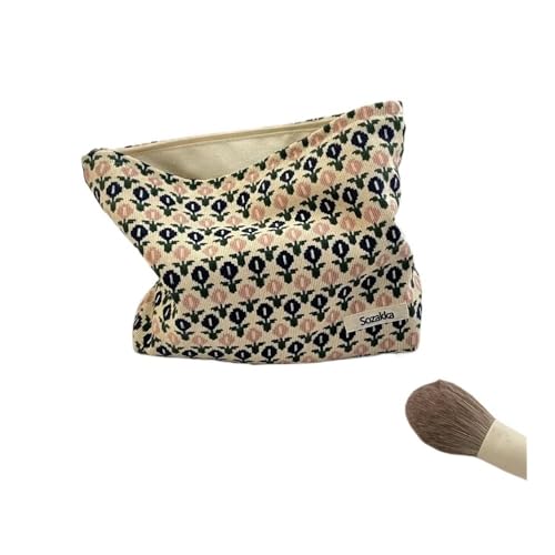 BODOBTF Kosmetiktasche aus Cordsamt mit Retro-Blumendruck für Damen, B, one size BODOBTF Kosmetiktasche aus Cordsamt mit Retro-Blumendruck für Damen, B, one size von BODOBTF