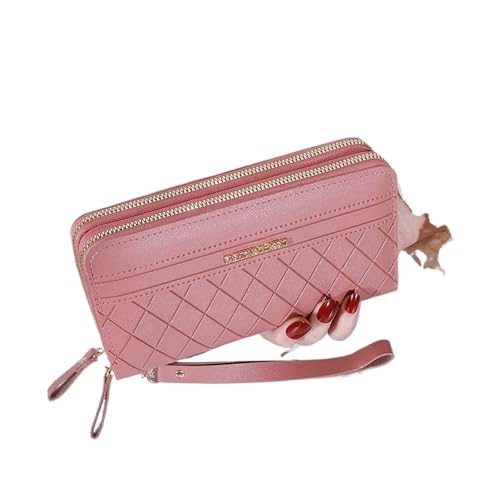 BODOBTF Lange Damengeldbörse, Damen, Quaste, Münzgeldbörse, Kartenhalter, Geldbörsen, Doppelreißverschluss, PU-Leder, Clutch, Luxus-Geldtasche, Handy-Tasche, A-Dunkelrosa, Einheitsgröße von BODOBTF