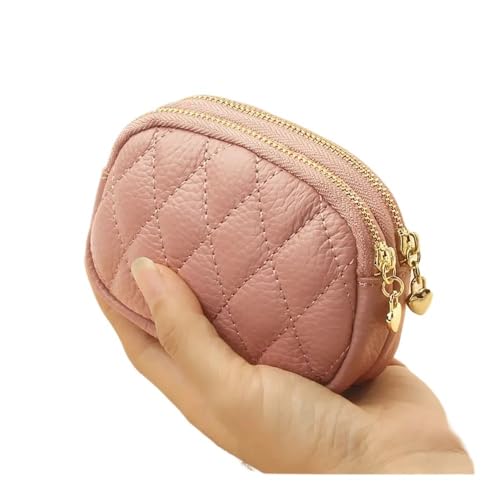 BODOBTF Mini-Geldbörse für Damen, Leder, Kartenhalter, Münzbörse, kurze Geldbörse, Reißverschluss, Schlüsselanhänger, Clutch-Tasche, rose, 2PCS von BODOBTF