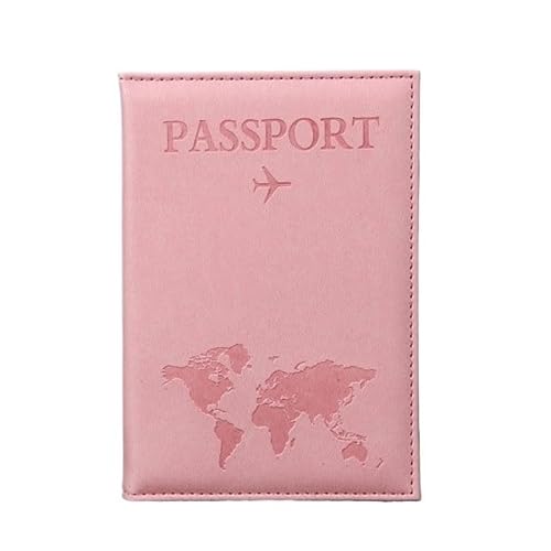 BODOBTF Reisepasshülle, Motiv: Weltkarte, einfaches Flugzeug, für Damen und Herren, modisches Hochzeitsgeschenk, Rosa, Einheitsgröße von BODOBTF