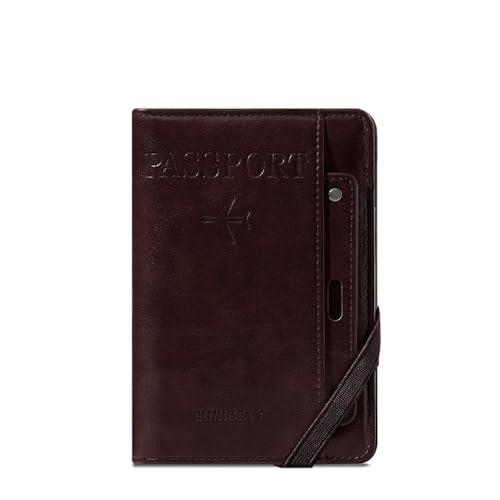 BODOBTF Schutzhülle für Damen und Herren, RFID-Vintage-Stil, Reisepass, multifunktional, Ausweis, Bankkarte, PU-Leder, Reisezubehör, coffee, Einheitsgröße von BODOBTF