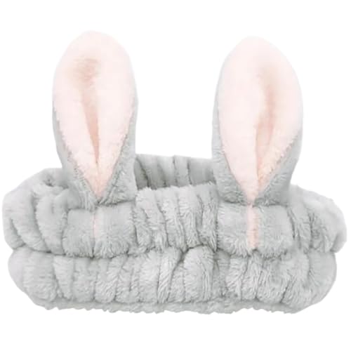 Einfarbiges Stereo-Hasenohr-Haarband, Haar-Accessoires, rutschfeste Gesichtsmaske, Kopf-Abdeckung, Grau von BODOBTF