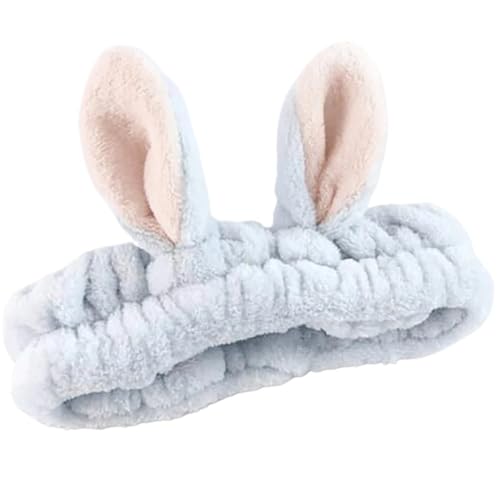 Einfarbiges Stereo-Hasenohr-Haarband, Haar-Accessoires, rutschfeste Gesichtsmaske, Kopf-Abdeckung, Hellblau von BODOBTF