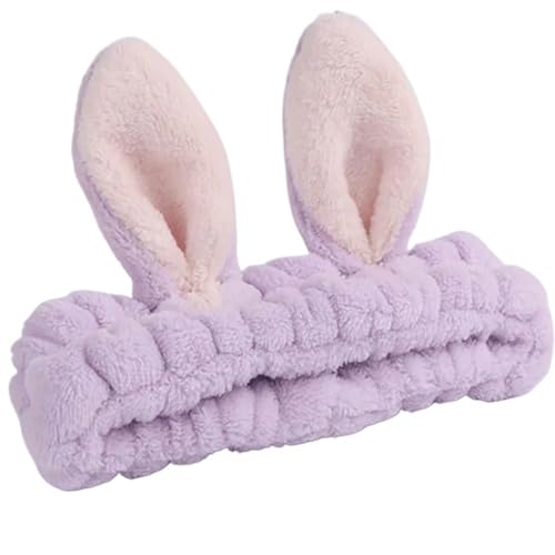 Einfarbiges Stereo-Hasenohr-Haarband, Haar-Accessoires, rutschfeste Gesichtsmaske, Kopf-Abdeckung, Hellviolett von BODOBTF