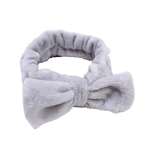 Modisches Damen-Stirnband, Korallen-Fleece, Haarband, zum Waschen des Gesichts, Make-up, Bademaske, Kosmetik-Haarband, weicher Turban-Haarschmuck (grau) von BODOBTF