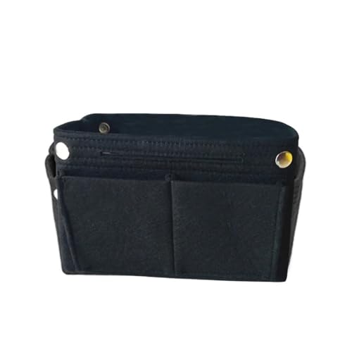 Multifunktionale Damen-Make-up-Kosmetiktasche aus Filz, mehrere Taschen, Reise-Innengeldbörse, tragbare Handtaschen-Aufbewahrungs-Organizer, Schwarz , *1_28X18X10.5CM von BODOBTF