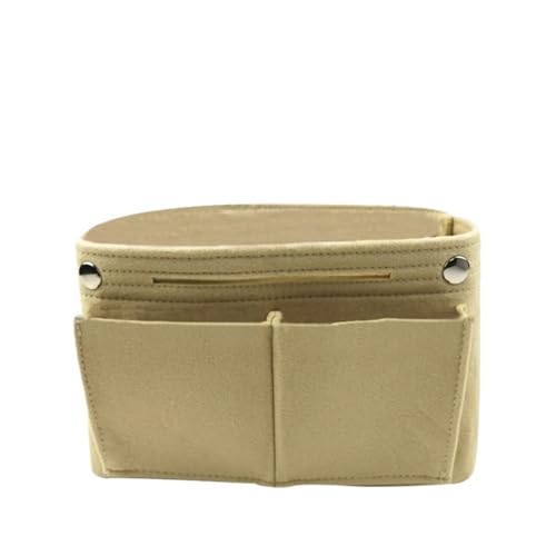 Multifunktionale Damen-Make-up-Kosmetiktasche aus Filz, mehrere Taschen, Reise-Innengeldbörse, tragbare Handtaschen-Aufbewahrungs-Organizer, beige, *10_28X18X10.5CM von BODOBTF