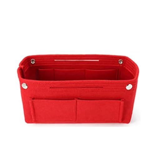 Multifunktionale Damen-Make-up-Kosmetiktasche aus Filz, mehrere Taschen, Reise-Innengeldbörse, tragbare Handtaschen-Aufbewahrungs-Organizer, rot, *10_22X11X13CM von BODOBTF