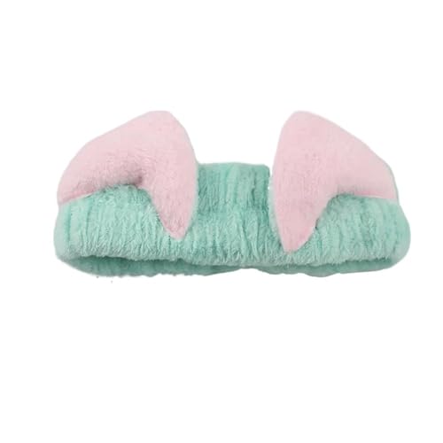 Niedliche Katzenohren-Haarbänder für Damen und Mädchen, Spa-Haarbänder, Korallen-Fleece, Make-up-Stirnband, Gesichtswäsche, Kopfwickel, Hautpflege, Haar-Zubehör (grün) von BODOBTF