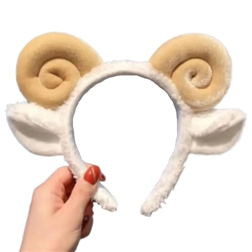 Niedliches Schafhorn, Lammohren, weiches Fleece, Damen-Stirnband, Make-up-Stirnband, Haarband zum Waschen des Gesichts, Duschen, Haar-Accessoires (YL) von BODOBTF
