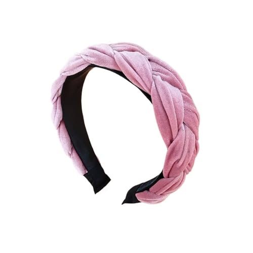 Samt-Haarband, schlicht, breit, modische Haarnadel, gedrehtes geflochtenes Haarband (Rosa) von BODOBTF