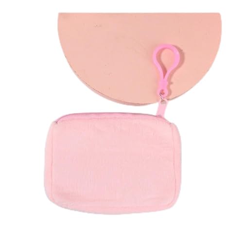 Solide Plüsch-Münzgeldbörse für Damen, niedliche Geldbörse, Ausweistasche, Schlüsselanhänger, minimalistische Münztasche, Geldbörsen für Frauen, rose, 2PCS von BODOBTF