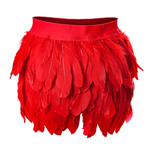 Party Supplies Damen Mid Waist A-Linie Kurzer Federrock Halloween Tanz Festival Rave, Rot-fz0030, Klein von BODY CAGE