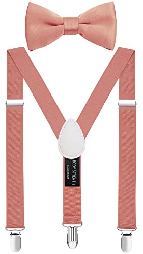BODY STRENTH Hosenträger und Fliege für Jungen und Herren, elastisch, verstellbar, Koralle, 47" (adult) von ZXEROYM