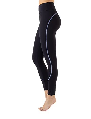 BODY&BEAUTY Anti-Cellulite Sportliche Leggings| Jogginghose mit Buntem Band | Schwarz| XS, S, M, L, XL | Made in Italy (M, Schwarz/Blau) von BODY&BEAUTY