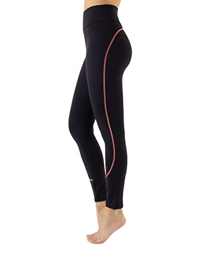 BODY&BEAUTY Anti-Cellulite Sportliche Leggings| Jogginghose mit Buntem Band | Schwarz| XS, S, M, L, XL | Made in Italy (S, Schwarz/Rosa) von BODY&BEAUTY