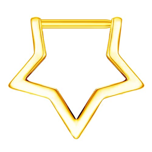 BODY16G CZCZ G23 Titan Septum-Ring Stern Septum Schmuck CZ Daith Piercing Schmuck Stern Septum Clicker Conch Piercing Schmuck Helix Ohrring für Frauen Mann, 16G, G23, Kein Edelstein von BODY16G CZCZ