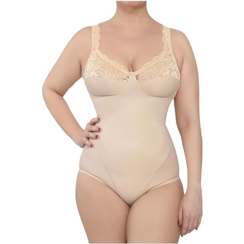 BODYPERFECT Shapewear Formender Body Taillenformer Korselett damen Miederbody Shaping Bodysuit Made in Italy (Beige, L) von BODYPERFECT