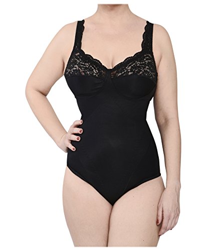 Damen Shapewear Formender Body Taillenformer Miederbody Shaping Bodysuit Made in Italy (Schwarz, XS) von BODYPERFECT