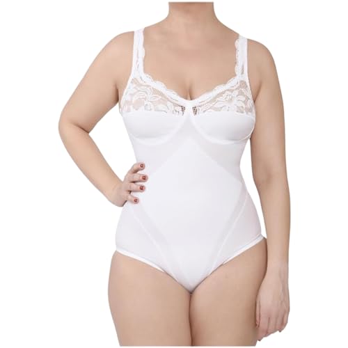 Damen Shapewear Formender Body Taillenformer Korselett damen Miederbody Shaping Bodysuit Made in Italy (Weiß, XL) von BODYPERFECT