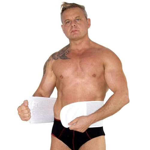 BODYPERFECT Postpartale Bauchband nach der Operation - Unisex-Linderung von Rückenschmerzen - Rückenstütze des Bauchbandbinders - Einstellbare Verschlusshöhe 16 cm (Weiß, XL) von BODYPERFECT