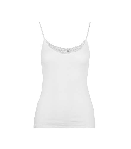 BODYPERFECT Tanktop Damen Top Unterwäsche Tanktop Top Shirt Unterwäsche Träger schmal 100% Baumwolle Mako, Weiß, X-Large von BODYPERFECT