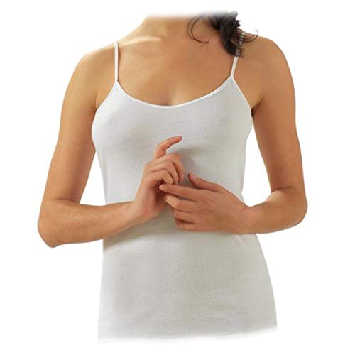 BODYPERFECT Tanktop aus Baumwolle mit Rundhalsausschnitt und schmaler Schulter, ärmelloses Oberteil in zwei Farben Weiß und Schwarz, Weiß, Small von BODYPERFECT