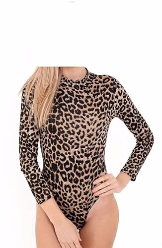 BODYWEAR LTD Damen-Body mit Rollkragen, langärmelig, Stretch, bedruckt, Größen 36-42, braun, M-L BODYWEAR LTD Damen-Body mit Rollkragen, langärmelig, Stretch, bedruckt, Größen 36-42, braun, M-L von BODYWEAR LTD