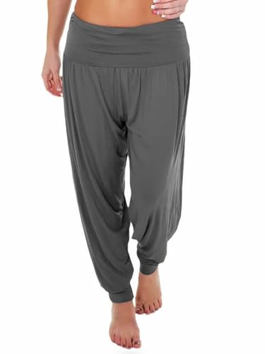 BODYWEAR LTD - Damen Haremshose - Frauen volle Länge Stretch Freizeithose - Hohe Taille - Freizeitkleidung - Perfekt für Yoga, Lounge, Workout, dunkelgrau, XXX-Large von BODYWEAR LTD